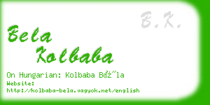 bela kolbaba business card